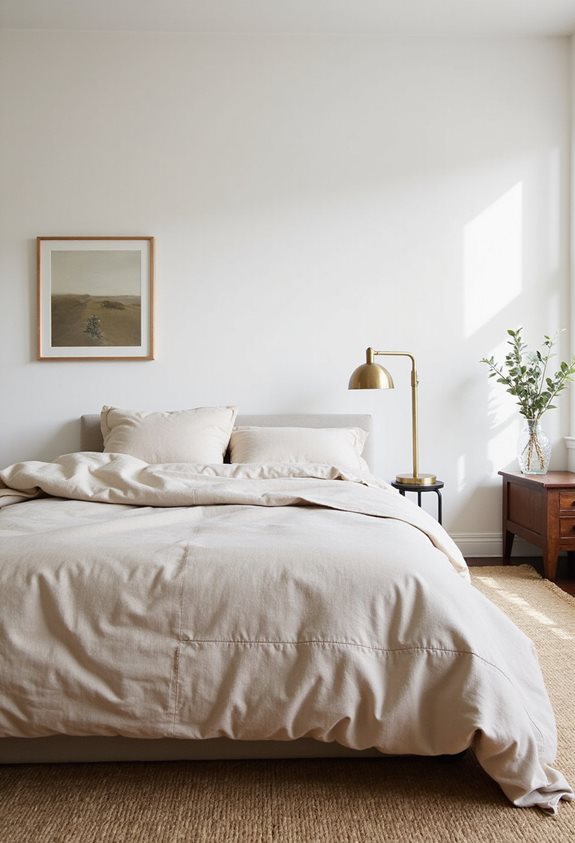 ambiance de lit beige calme