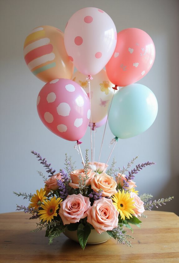 idée de centres de table avec des ballons colorés