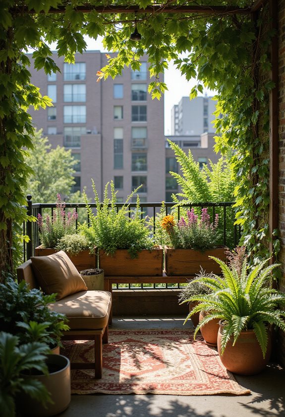 jardin retiré cosy sur le balcon