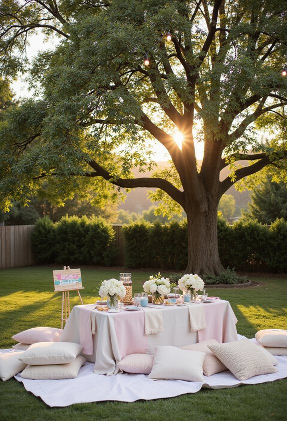 baby shower dans un jardin douillet