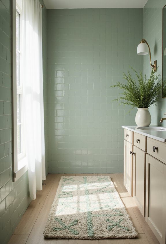 un tapis confortable rehausse les tons de sauge