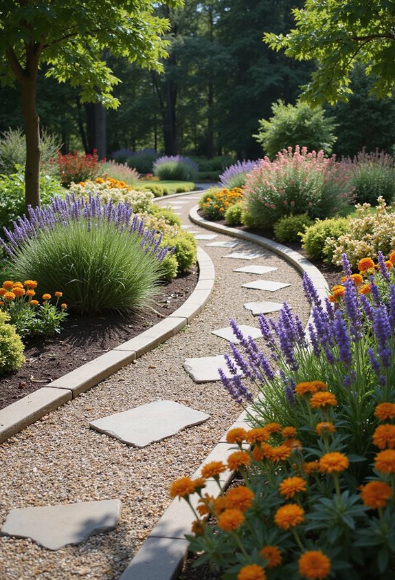 chemin de jardin courbé coule
