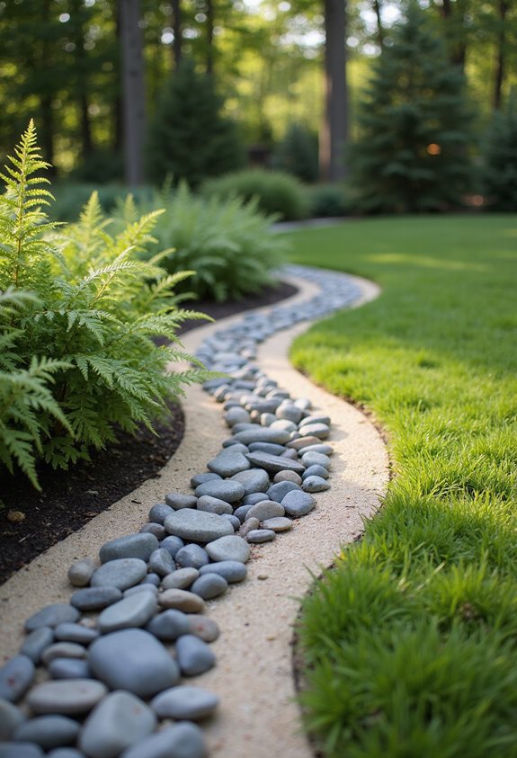 bordure de jardin en galets incurvés