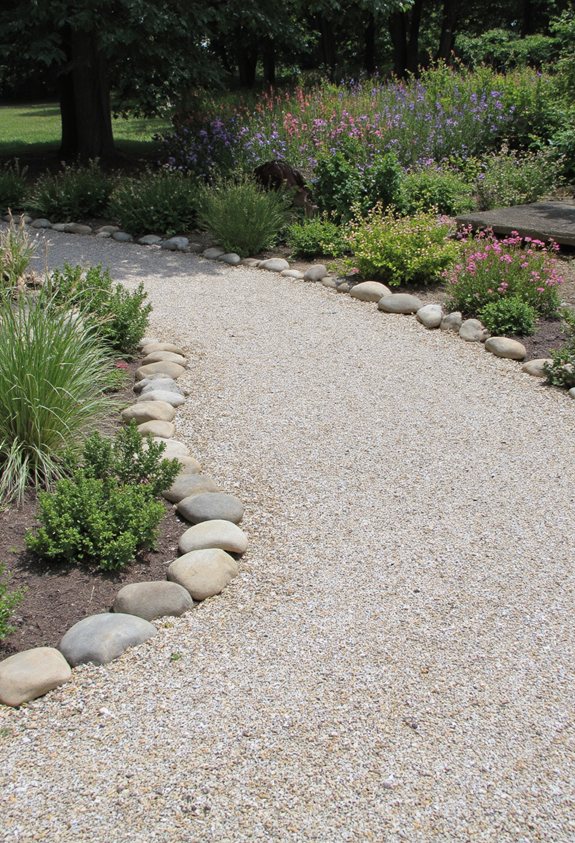 bordures de fleurs en gravier décoratif