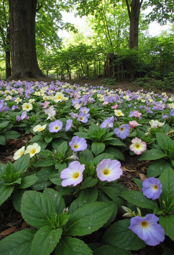 des fleurs délicates égayent l'ombre