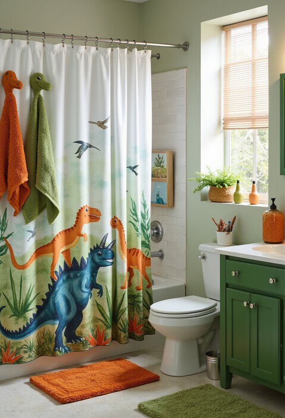 idées de transformation de salle de bain sur le thème des dinosaures