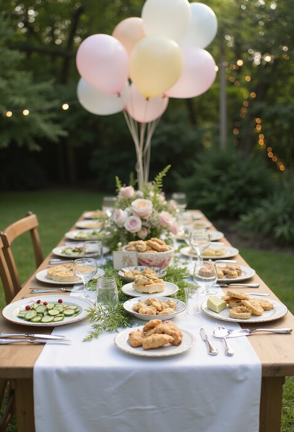menu élégant de baby shower en plein air