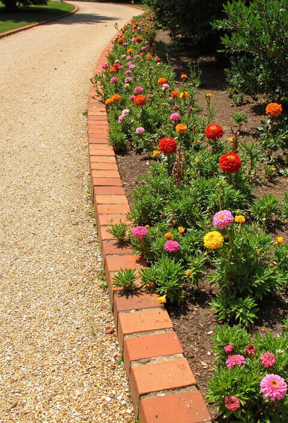 bordures de fleurs en briques surélevées