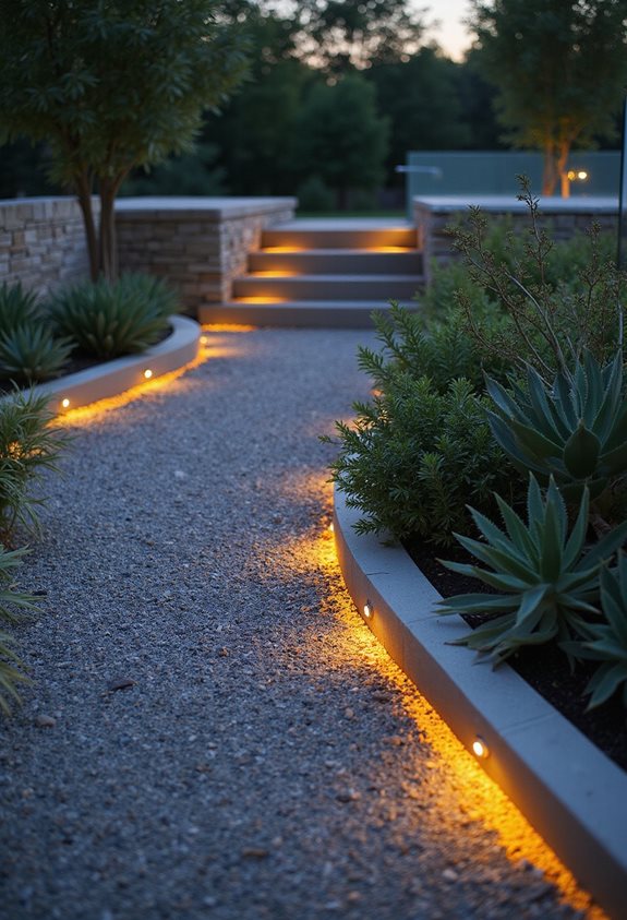 bordure de gravier surélevée à LED