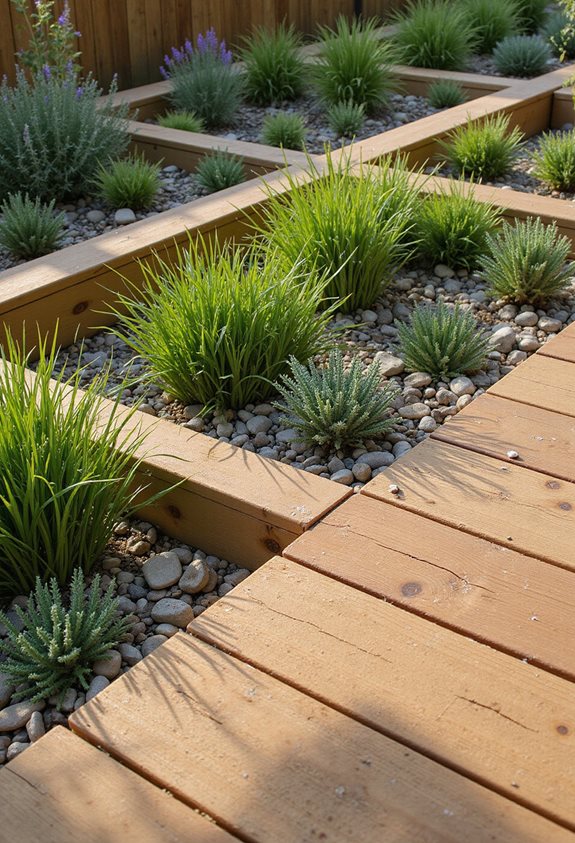 bordure de terrasse en bois surélevée