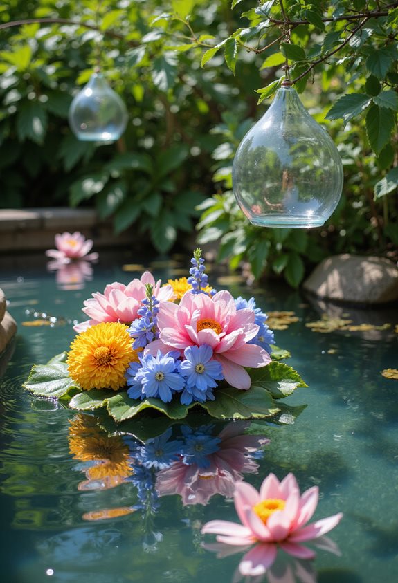 arrangements de fleurs flottants magie