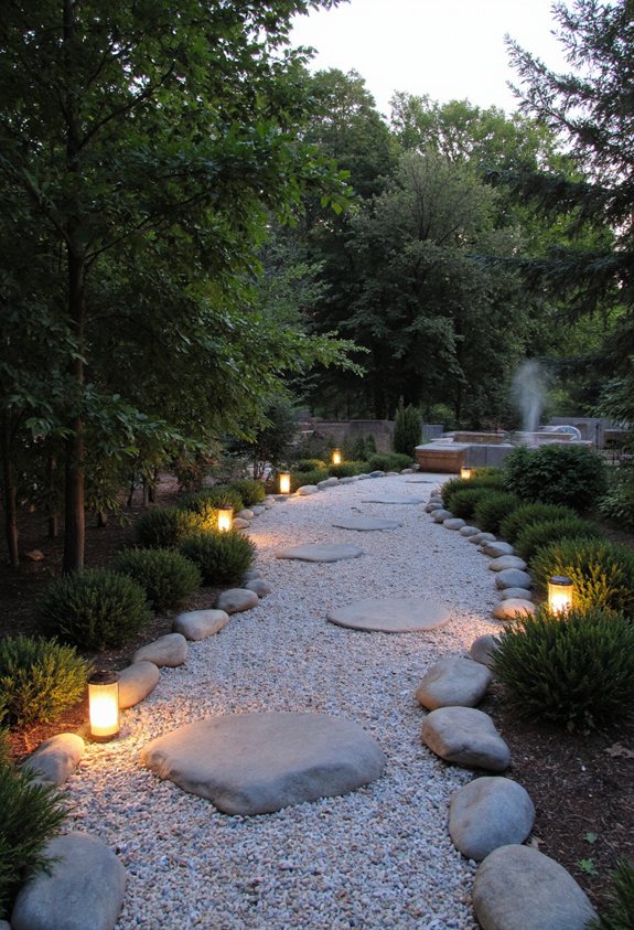 éclairage de jardin avec des galets