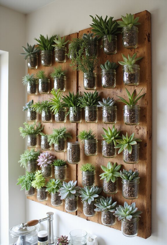 tour de succulentes en pot en verre