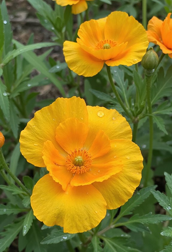 jardin ensoleillé doré fleurs