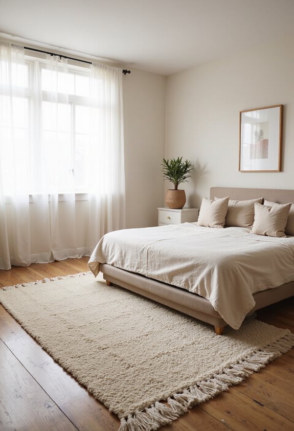 tapis à frange beige tissé à la main