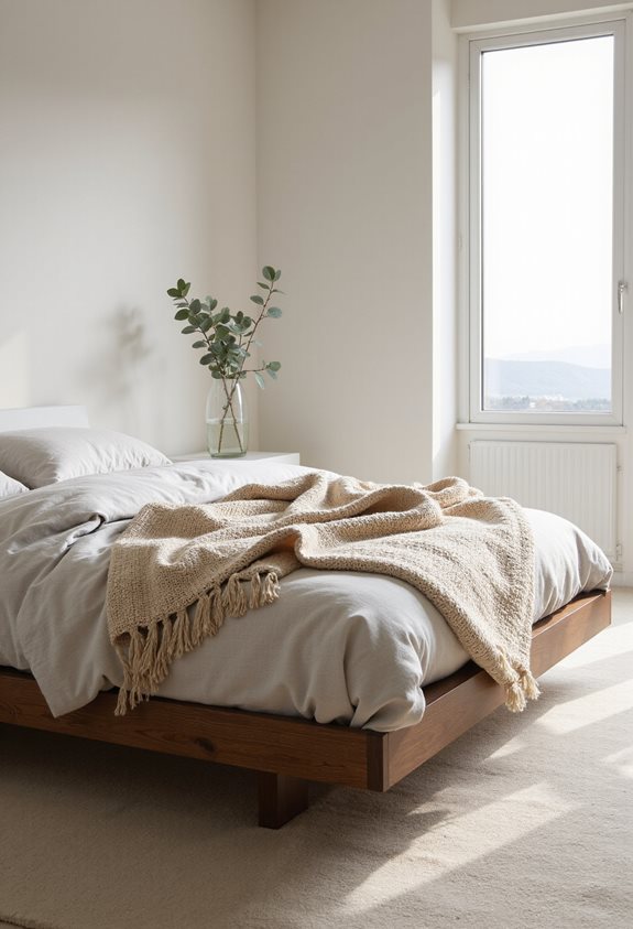 couvet de couleur beige tissé à la main