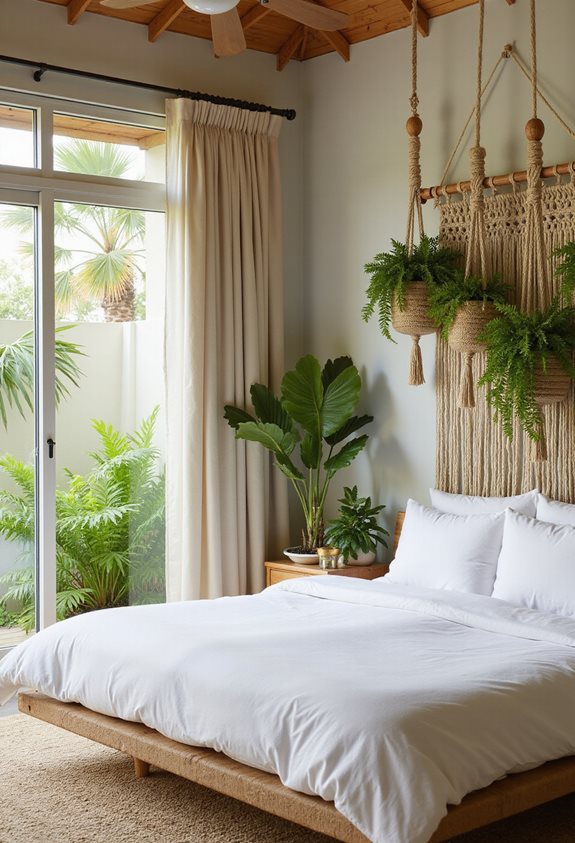 suspension de plante macramé en affichage