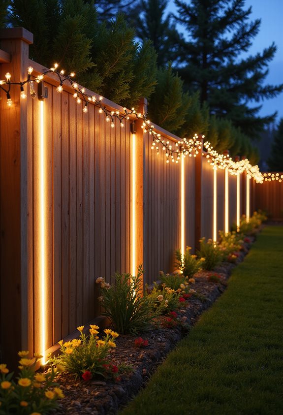 éclairage de jardin avec clôture intégrée