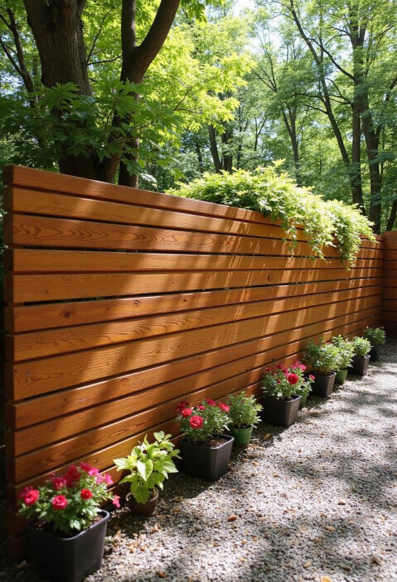 clôtures modernes à lattes horizontales