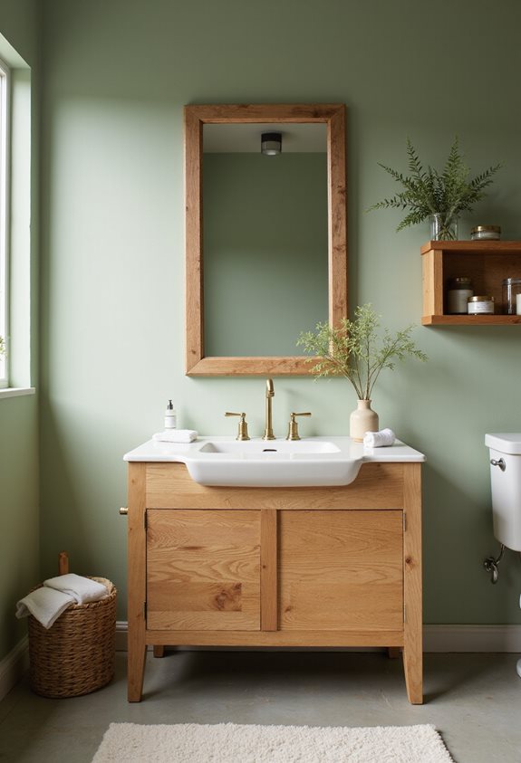 le bois naturel complète le vert sauge