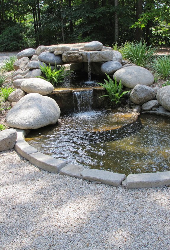 fontaine de jardin accentuée de galets