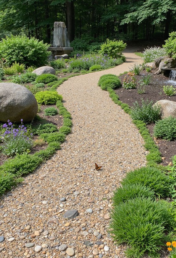 le chemin de gravier attire la faune