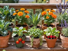 jardinage de fleurs en pot sur balcon