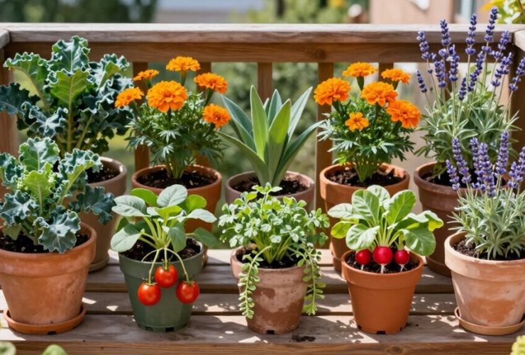 jardinage de fleurs en pot sur balcon