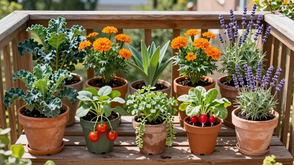 jardinage de fleurs en pot sur balcon