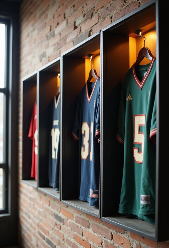 des maillots rétro dans des boîtes d'ombre