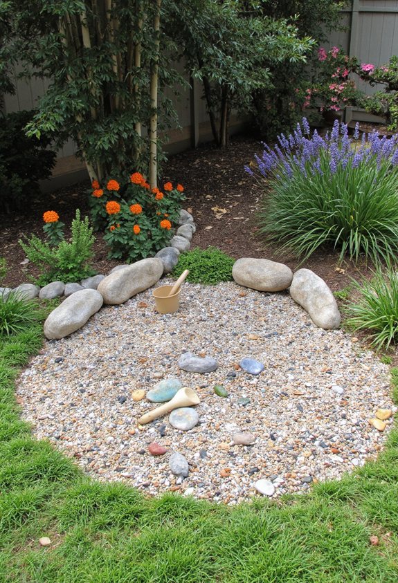 zone de jeu extérieure remplie de rochers