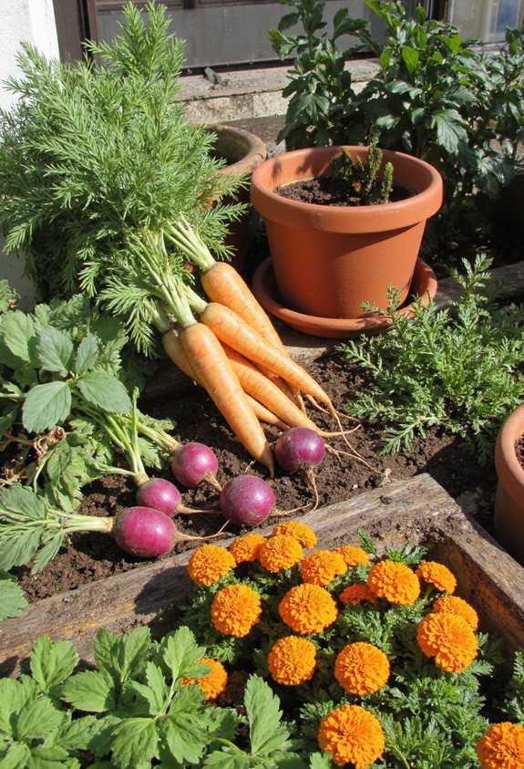légumes racines en conteneurs