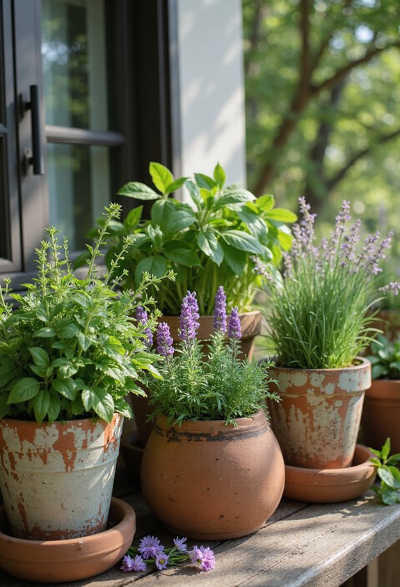 charme du jardin d'herbes rustique