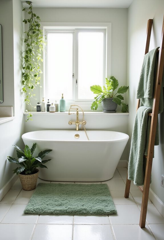 accessoires de salle de bain vert sauge