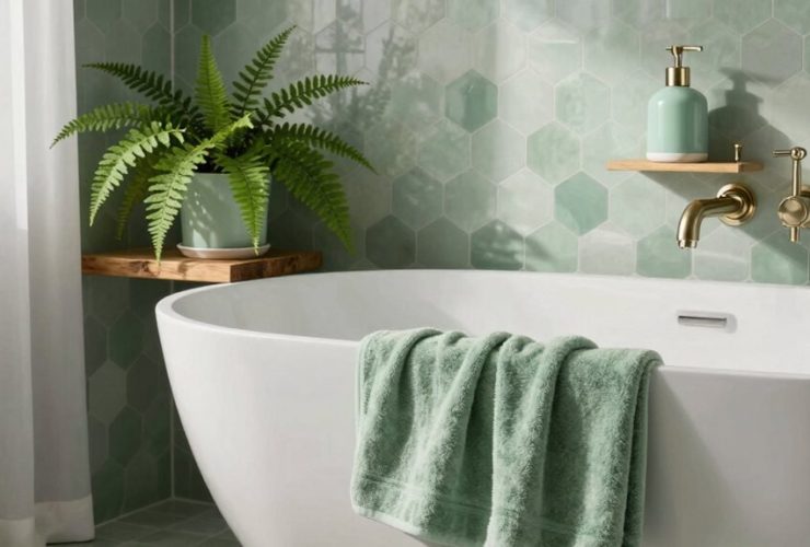 idées de décoration de salle de bain vert sauge