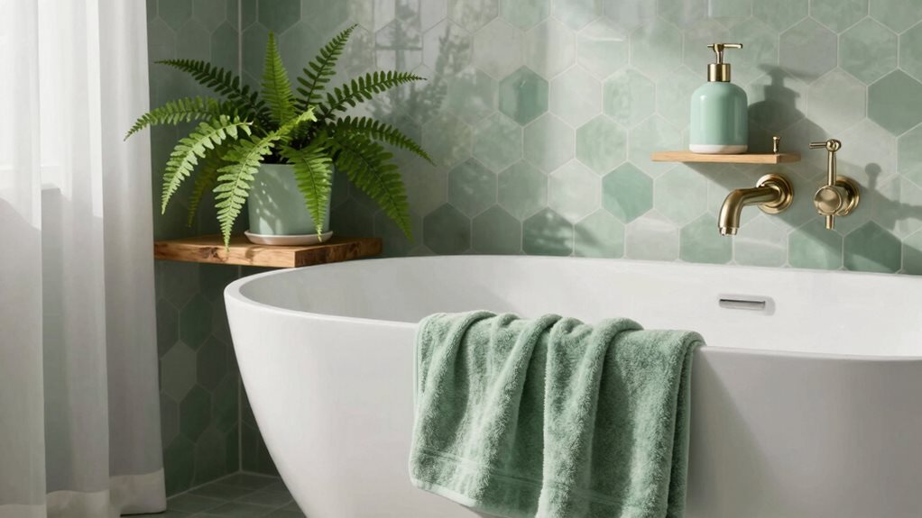 idées de décoration de salle de bain vert sauge