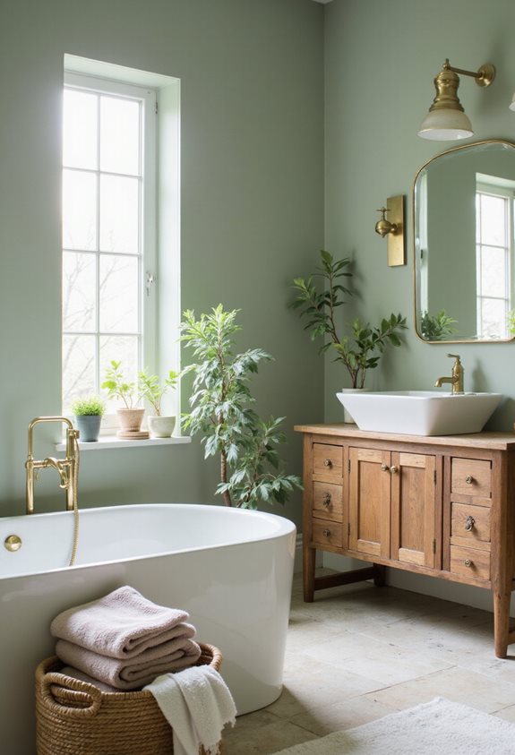 salon de bain vert sauge serein