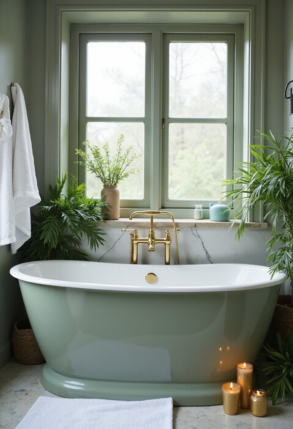 baignoire déclarative vert sauge