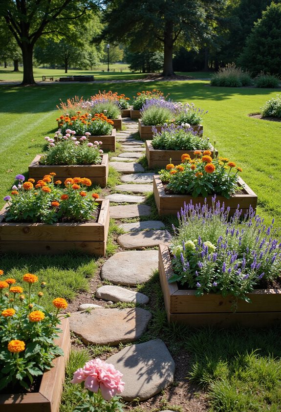 jardin à niveaux avec irrigation
