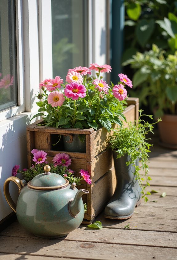 fleurissements de conteneurs récupérés