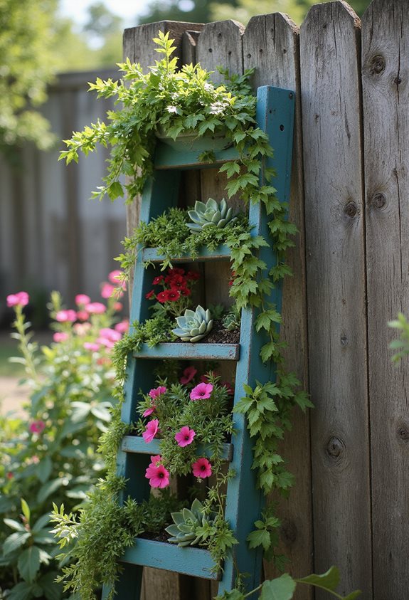 échelle de jardin vertical réutilisée
