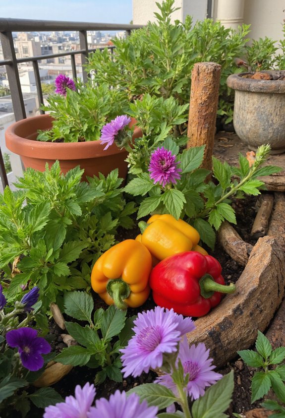 balcon vibrant jardinage de poivrons