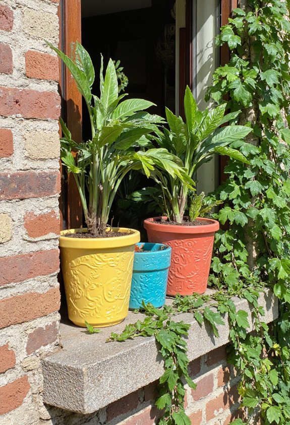 pots de fenêtre en céramique vibrants