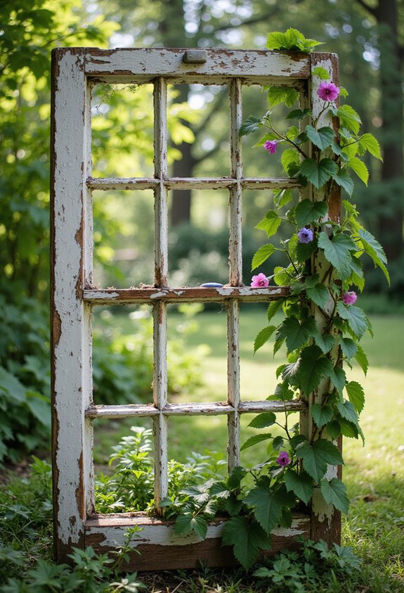 treillis en fenêtre vintage récupérée