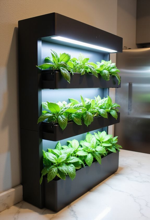 étagère murale d'herbes hydroponiques