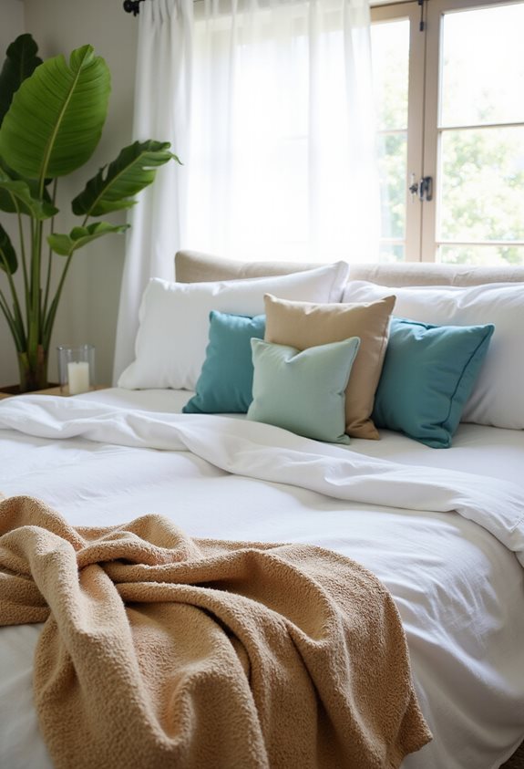 coussins en verre de mer coco en lin blanc