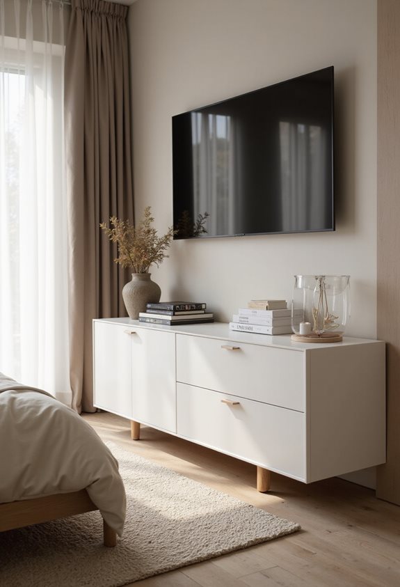 console multimédia à profil bas blanc