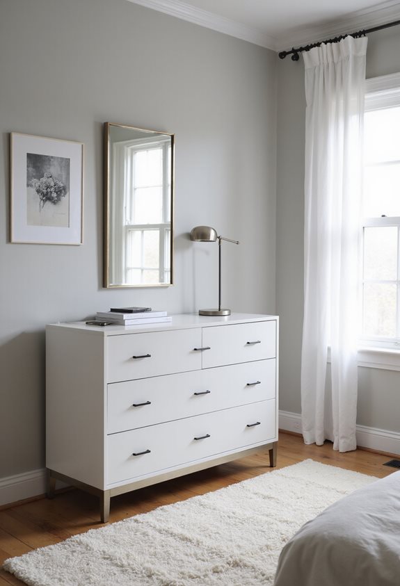 buffet minimaliste blanc avec poignées mates noires