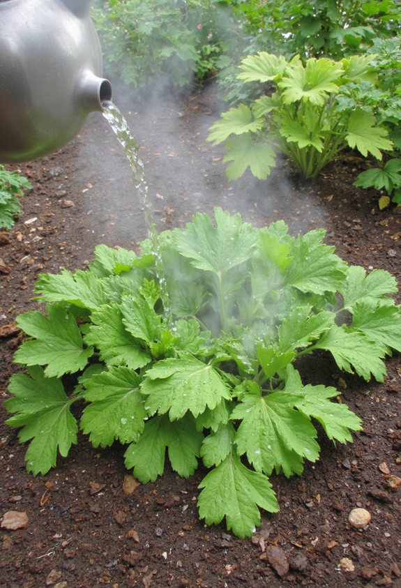 ébullition d'eau contrôle des mauvaises herbes