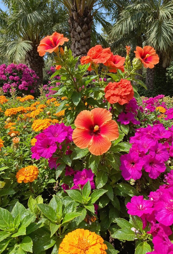 fleurs tropicales en lits audacieux